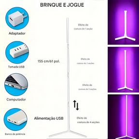 Luminária de Chão RGB Dream Color com Sincronização Musical e 16 Milhões de Cores para Quarto e Sala