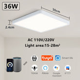 Luminária LED Plafon Smart LED com Acabamento em Madeira Controle Alexa e Google