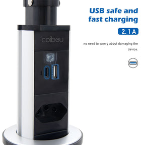 Régua de Tomadas com Extensão e Portas USB - 2M 110-220V Multiplos Padrões
