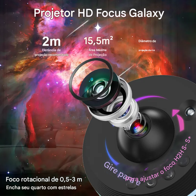 Projetor Galaxy Star Rotativa Com 12 Variações de Projeção