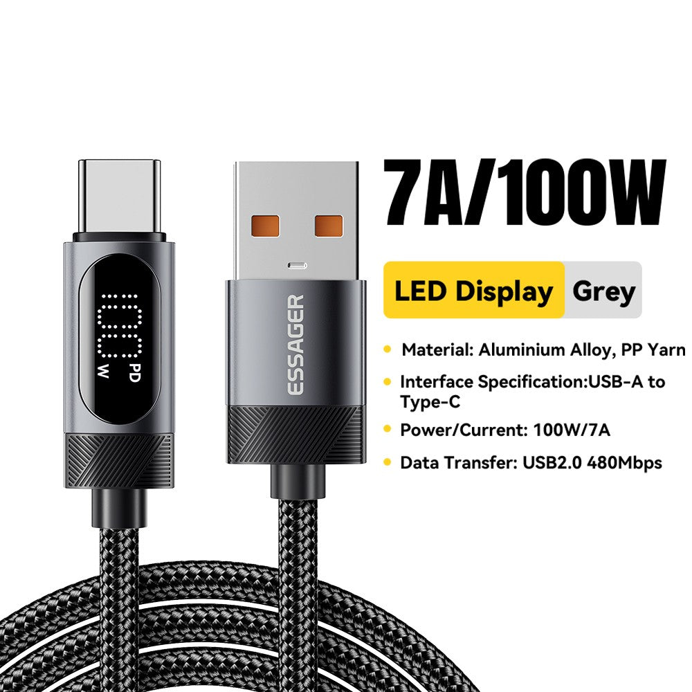Cabo USB-C com Display 100W com Carregamento Rápido