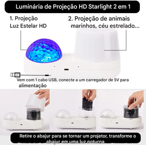 Projetor Estelar e Oceânico 6 Cores e 12 Projeções Imersivas