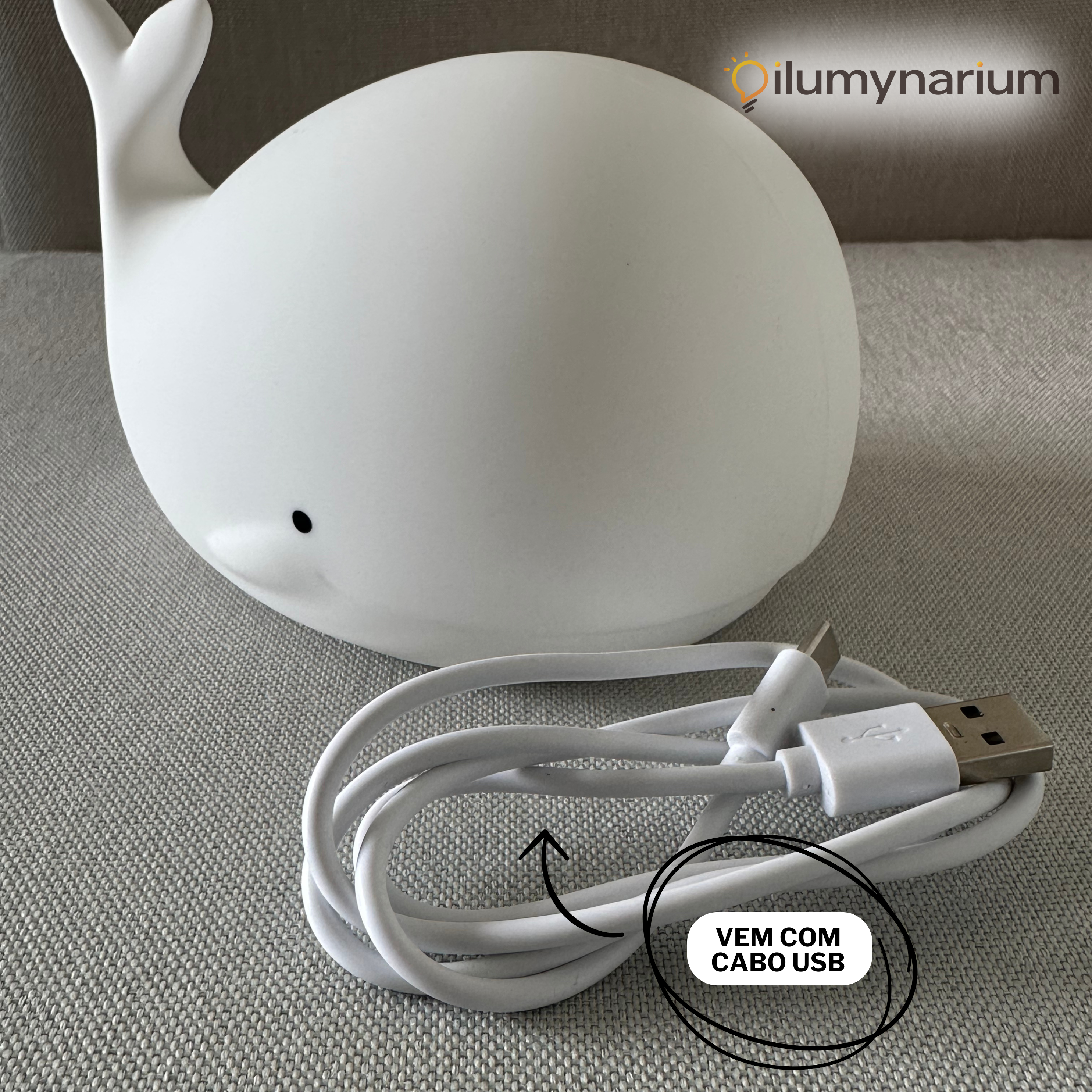 Luminária Baleia Touch de Silicone Com Alternação de Luz ao Toque