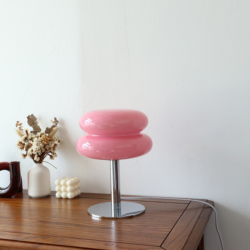 Abajur de Mesa de Vidro Macaron com Ajuste Tri Cromático e Proteção Ocular