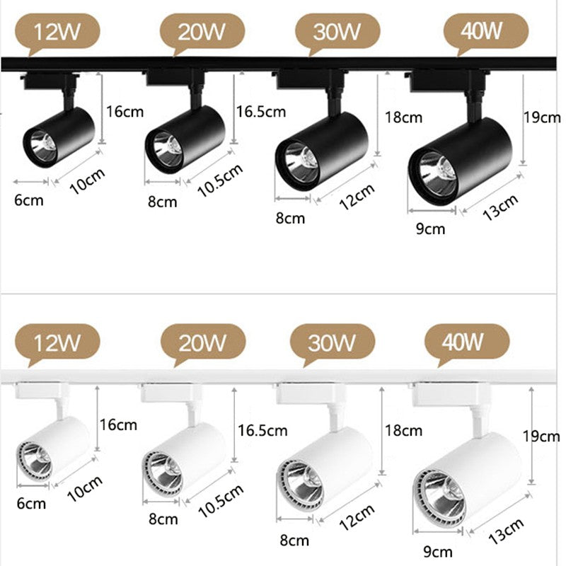 1 Unidade Spot LED para Trilho 220V COB 12W a 40W - PRETO