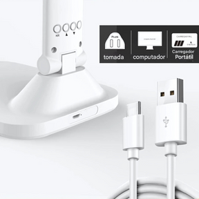Luminária LED Dobrável Touch USB com Relógio e Termômetro