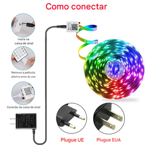 Fita LED RGB com Sincronização de Música para Ambientes Imersivos