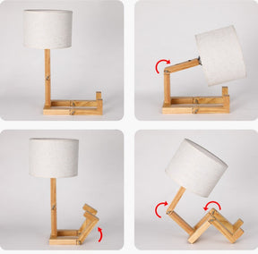 Luminária de Mesa Criativa Robô de Madeira para Leitura e Decoração Moderna