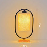 Luminária de Mesa Nórdica com Madeira de Bambu e Tecido