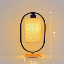 Luminária de Mesa Nórdica com Madeira de Bambu e Tecido