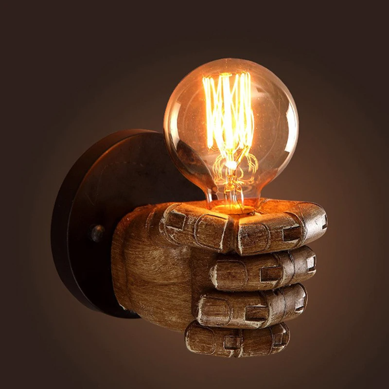 Arandela de Parede Nórdica Retrô em Resina Formato de Mão para Decoração