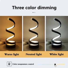 Luminária de Mesa LED Espiral Moderna com 3 Níveis de Brilho Reguláveis