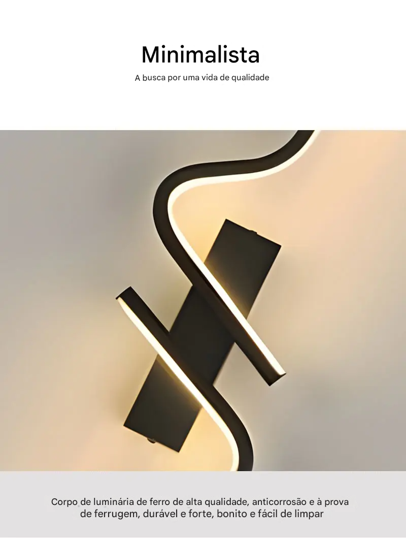 Arandela de Parede LED Moderna com Iluminação Direcionada para Cima e Baixo