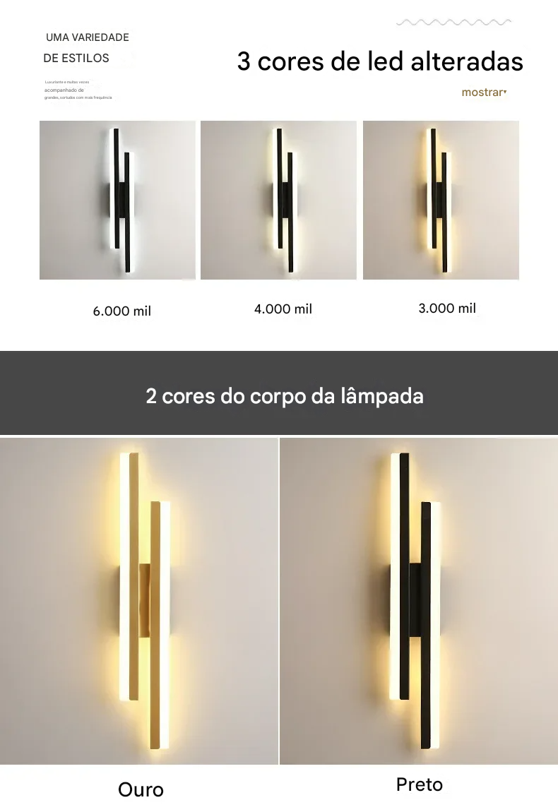 Arandela de Parede LED Moderna com Cobre e Cúpula de Acrílico