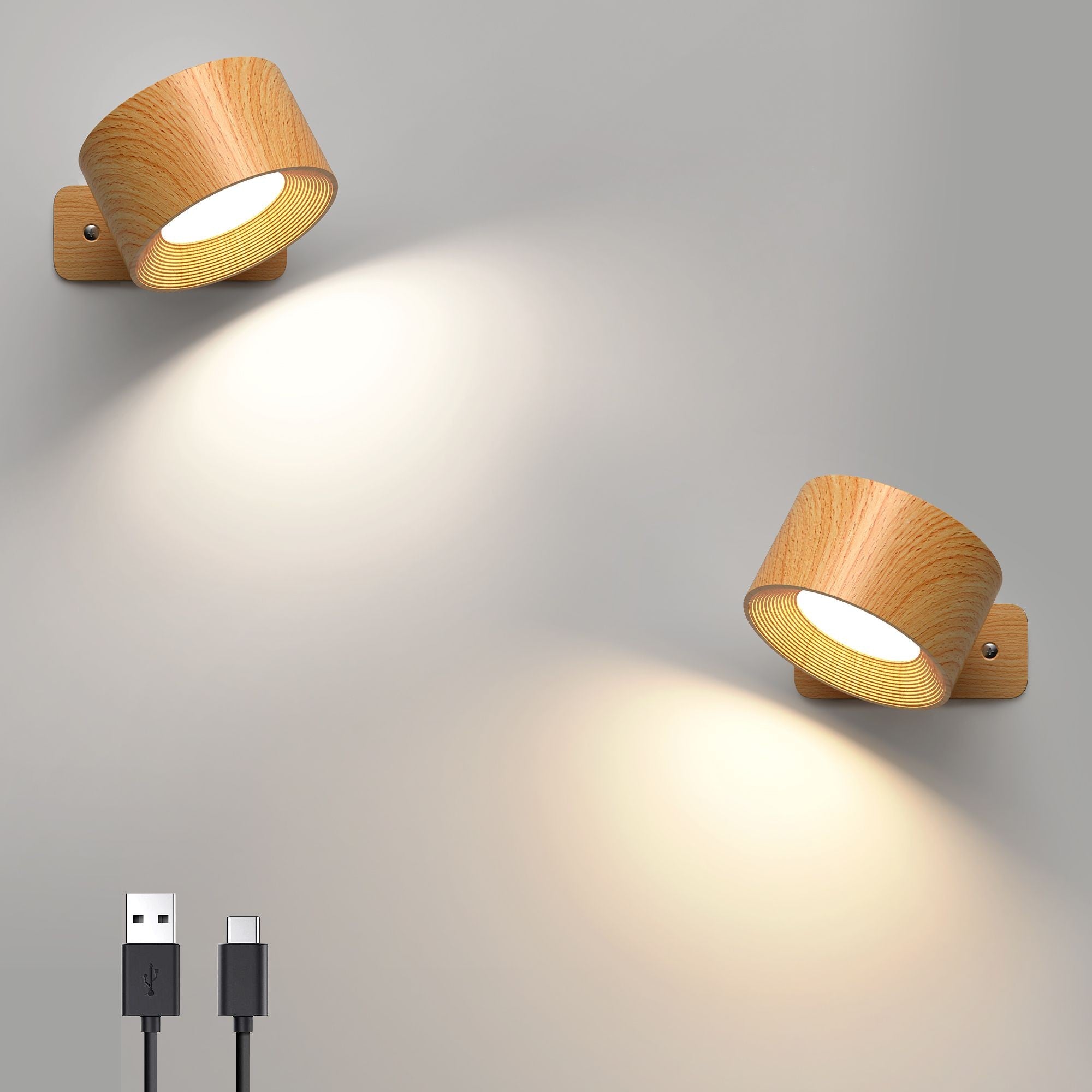 Arandelas LED modernas com ajuste de 3 níveis de brilho, design elegante e luz suave que cuida dos seus olhos.