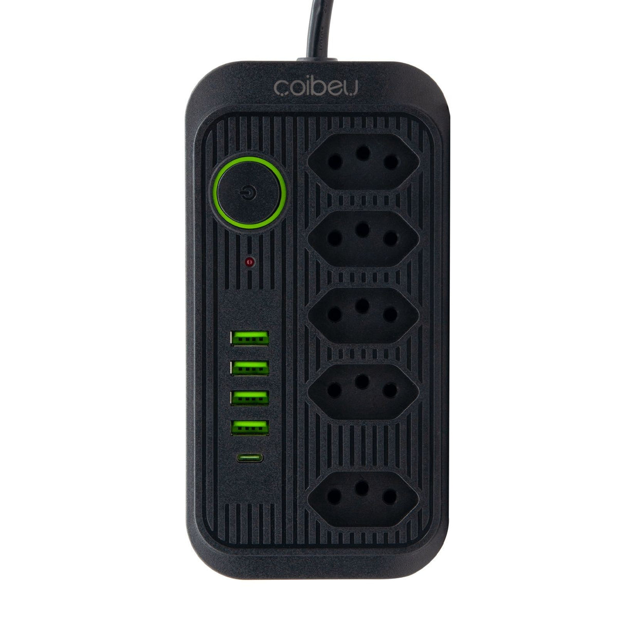 Régua de tomadas com extensão, 2 metros, portas USB, compatível com 110-220V, padrão Brasil.