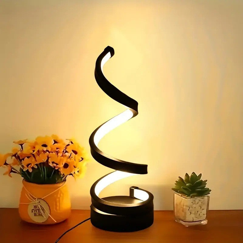 Luminária de Mesa LED Espiral Moderna com 3 Níveis de Brilho Reguláveis