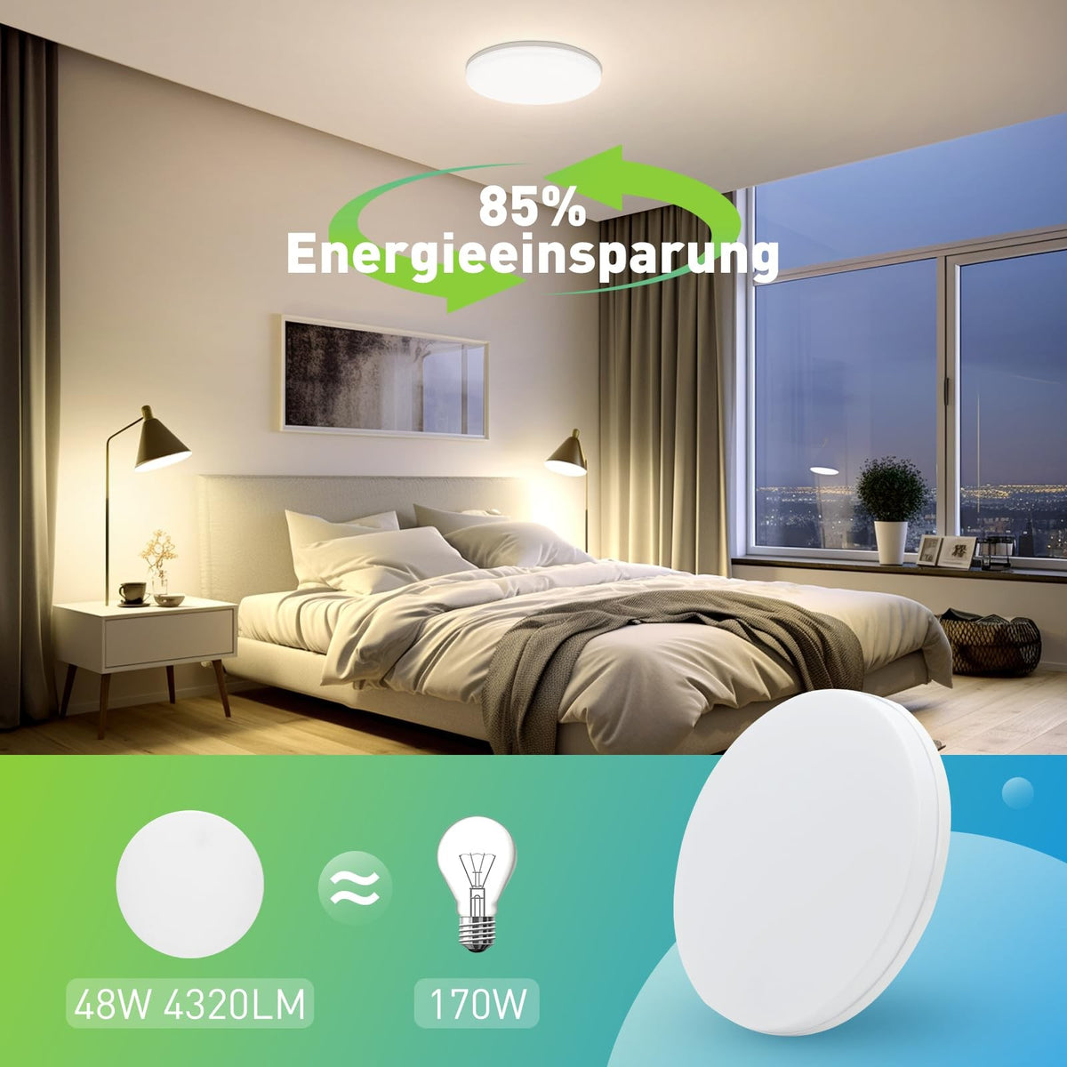 Luminária LED Plafon Redonda Moderna 18W 24W 36W 48W - Branco Quente
