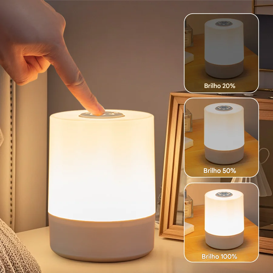 Iluminação elegante e portátil para qualquer ambiente, com design moderno e bateria recarregável de longa duração. Ideal para mesas de cabeceira.
