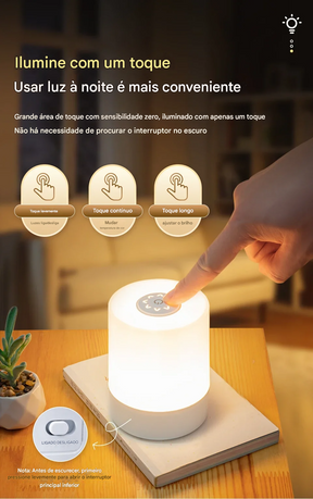 Luminária para Mesa de Cabeceira com Bateria Recarregável