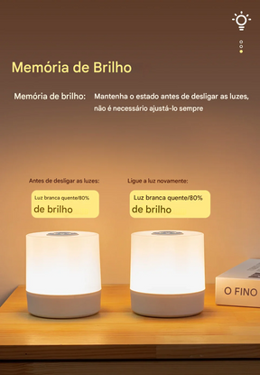 Luminária para Mesa de Cabeceira com Bateria Recarregável