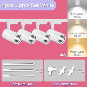 Kit Completo com 4 Spots LED de Trilho 220V na Cor Branca - Iluminação Moderna e Versátil para sua Casa ou Escritório.