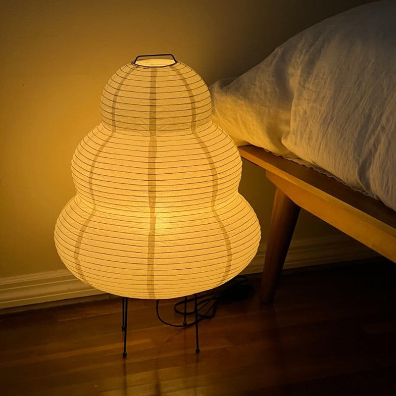 Luminária de Mesa LED Estilo Japonês com Papel de Arroz e 3 Níveis de Iluminação