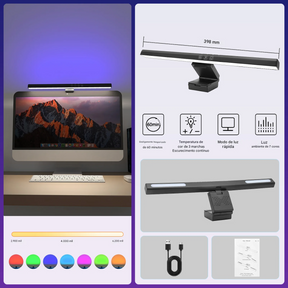 Luz de Tela Suspensa USB com Ajuste de Brilho Contínuo para Monitor