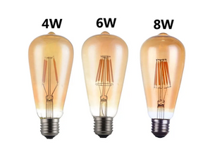 Kit 6 Lâmpadas LED Vintage ST64 Filamento Dourado 2W a 8W E27 B22 Regulávei