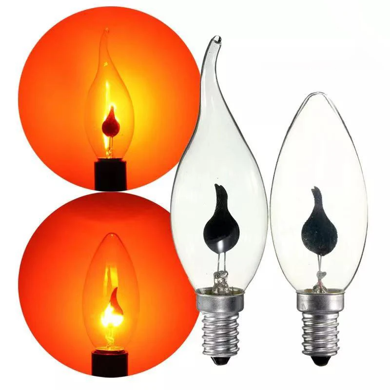 Lâmpada LED Vintage Edison Tipo Vela E14 E27 3W Efeito Chama AC220V para Dec