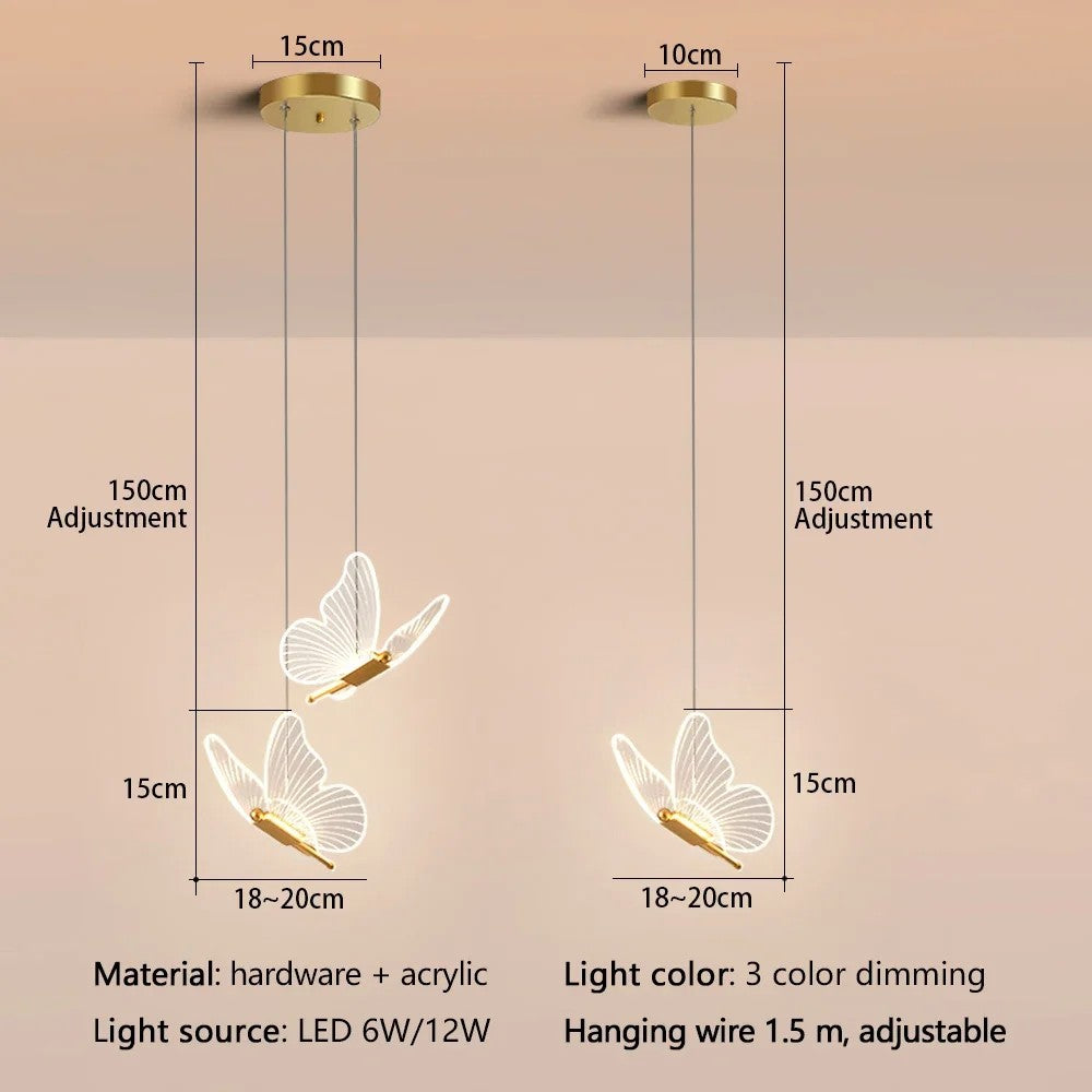 Luminária LED Pendentes de Borboleta Super Sofisticado e Moderno