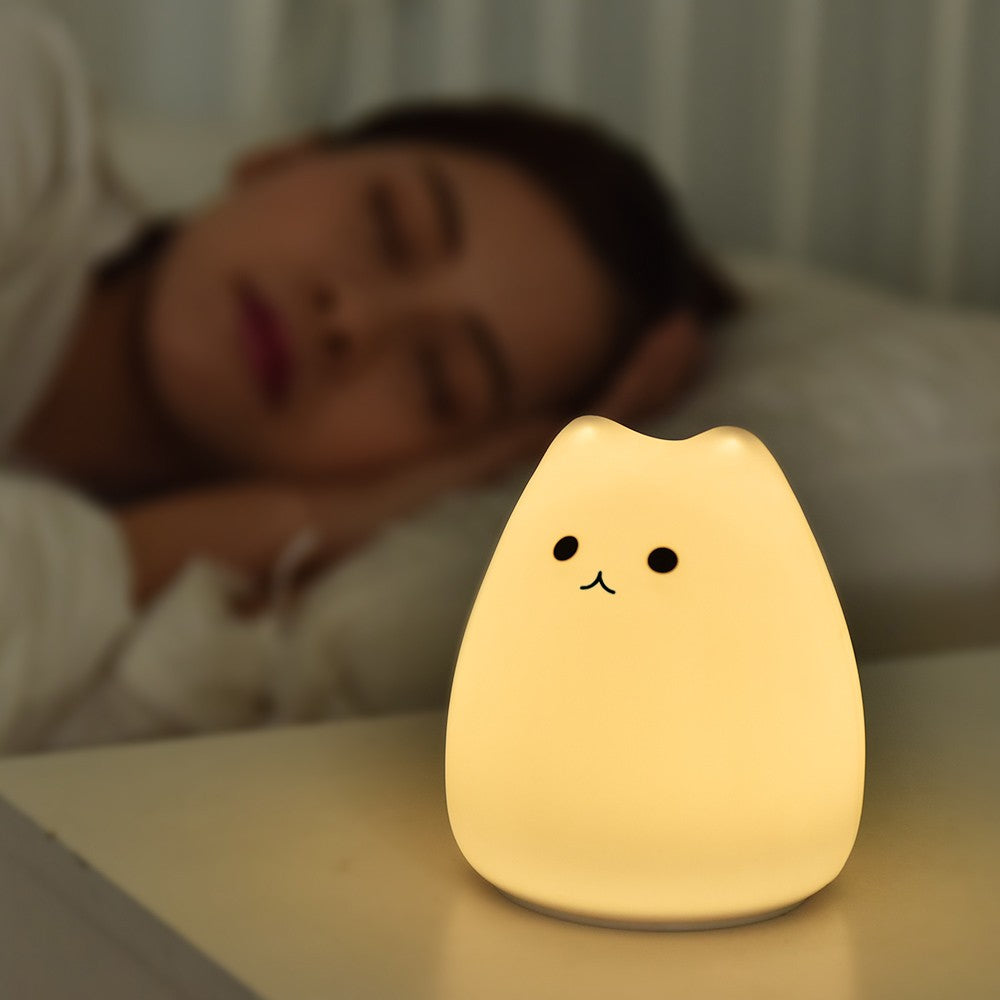 Luminária de Silicone Touch LED Gatinho para Bebês e Crianças - A