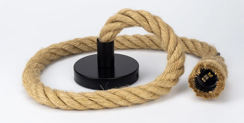 Luminária Pendente Vintage com Corda de Cânhamo E27 para Decoração Criati