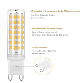 Lâmpada LED G9 9W a 25W Luz Fria Quente ou Natural