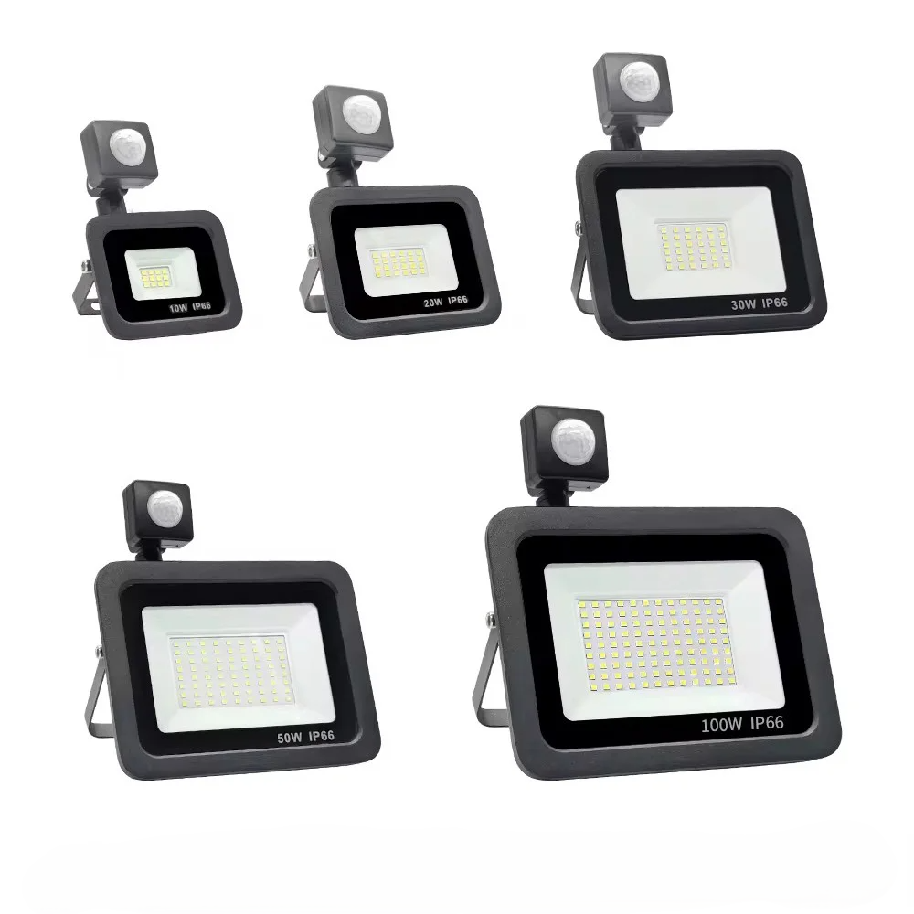 Refletor LED com Sensor de Movimento PIR IP66 à Prova d’Água 10W a 100W