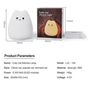 Luminária de Silicone Touch LED Gatinho para Bebês e Crianças - B