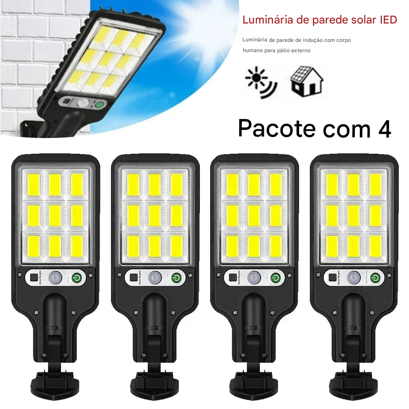 Ilumine suas áreas externas de forma inteligente com a luminária solar LED de parede, equipada com sensor de presença para maior segurança e eficiência energética. Ideal para jardins, entradas e quintais.
