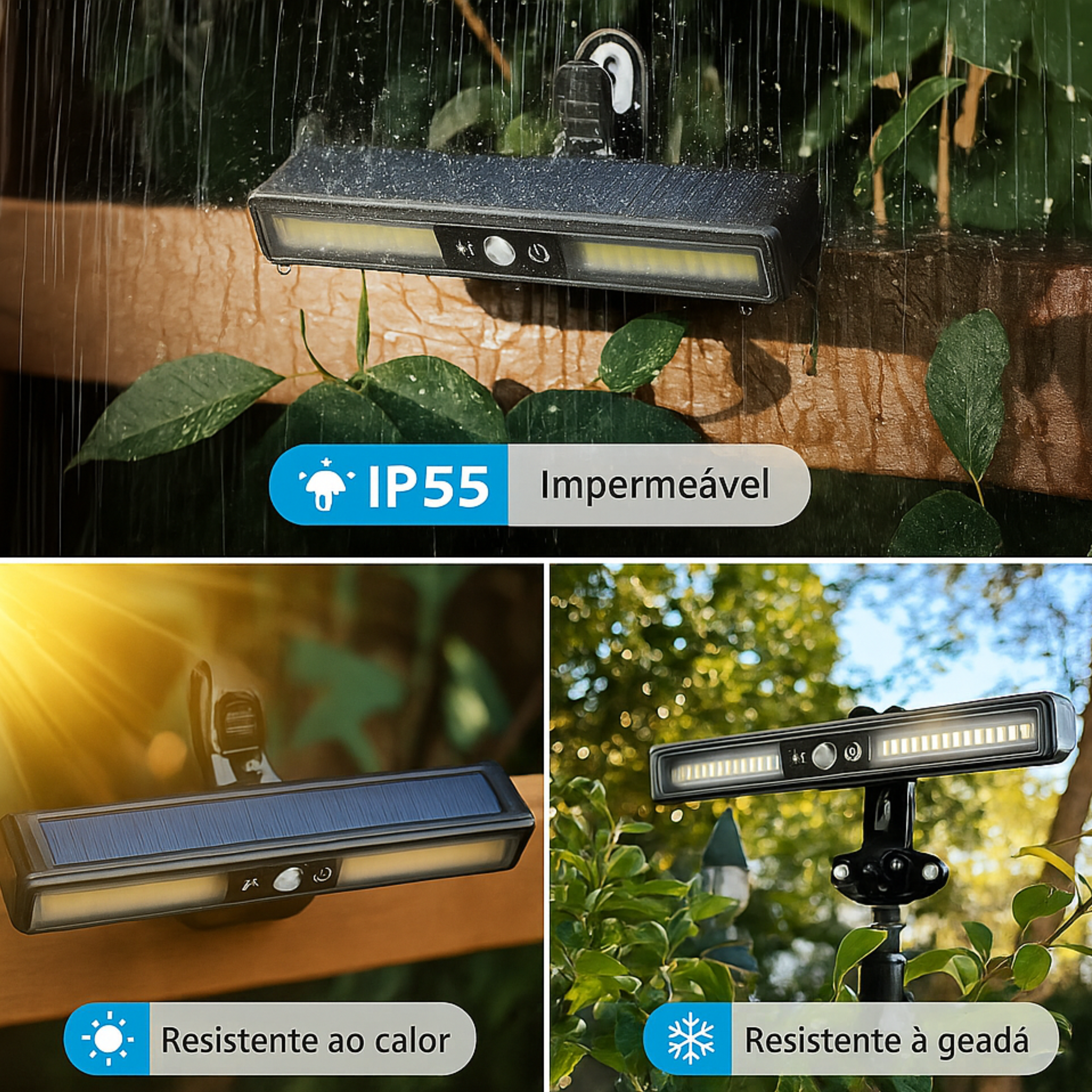 Luz Solar com Sensor de Presença à Prova d´água com Clipe Prendedor