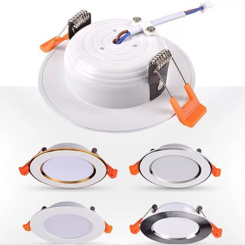 Spot LED embutido ajustável, potência de 5W a 15W, compatível com AC110V e 220V, oferece três opções de cores de luz alternáveis para ambientes versáteis e iluminados.