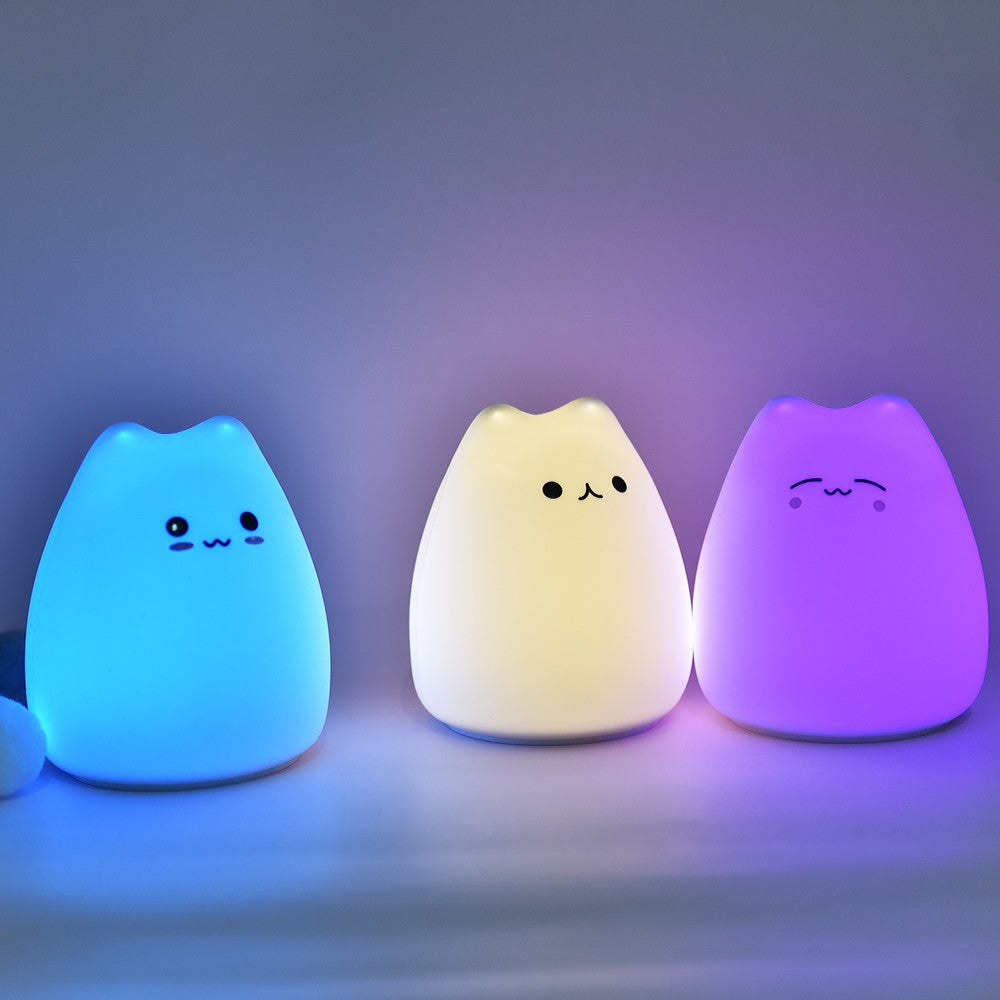 Luminária de Silicone Touch LED Gatinho para Bebês e Crianças - A