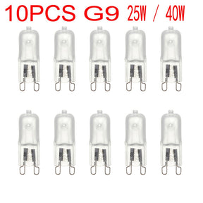 Kit 10 Lâmpadas Halógenas G9 25W a 60W Luz Quente 3000K 230V