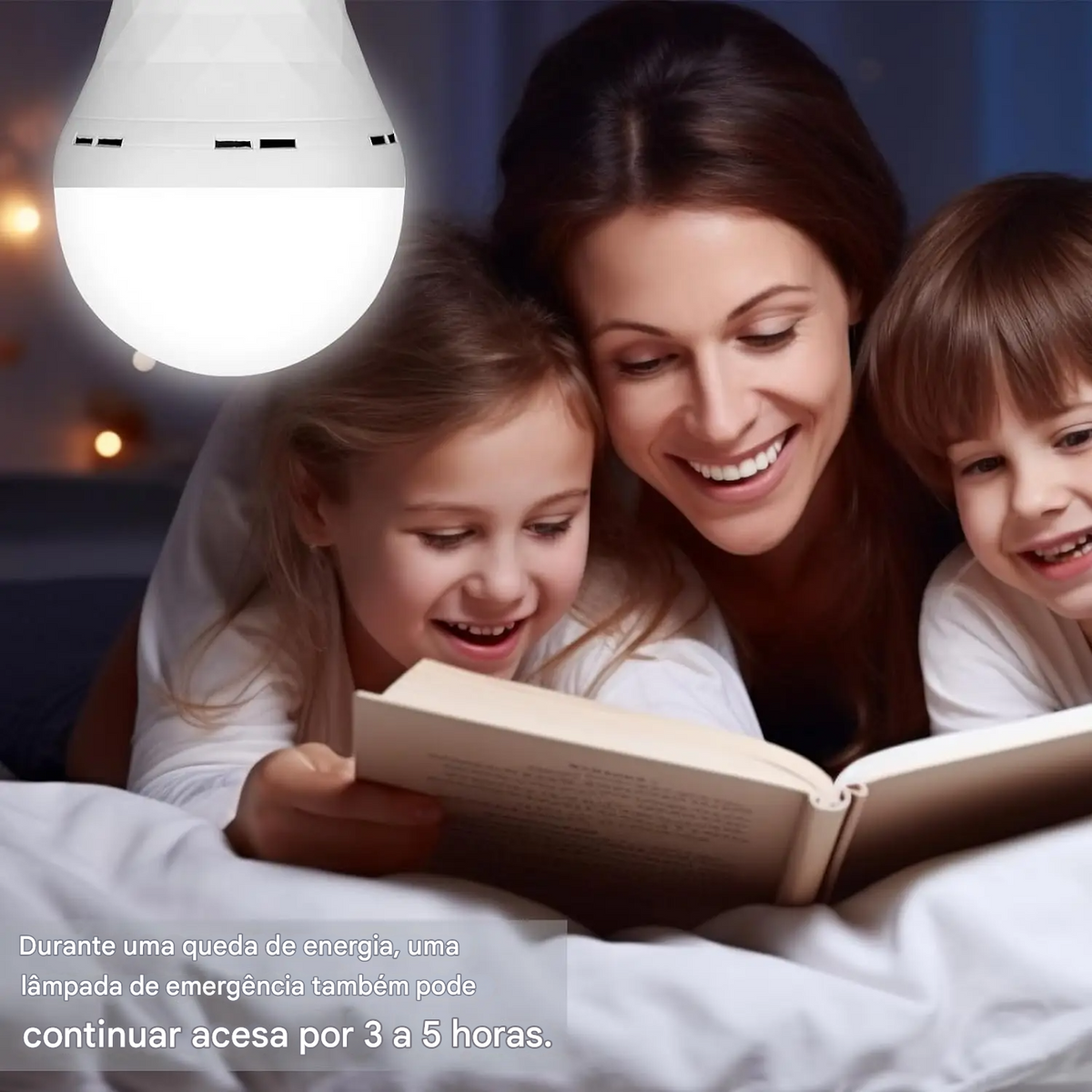 Lâmpada LED USB Recarregável E27 com Controle de Toque e Timer Regulável