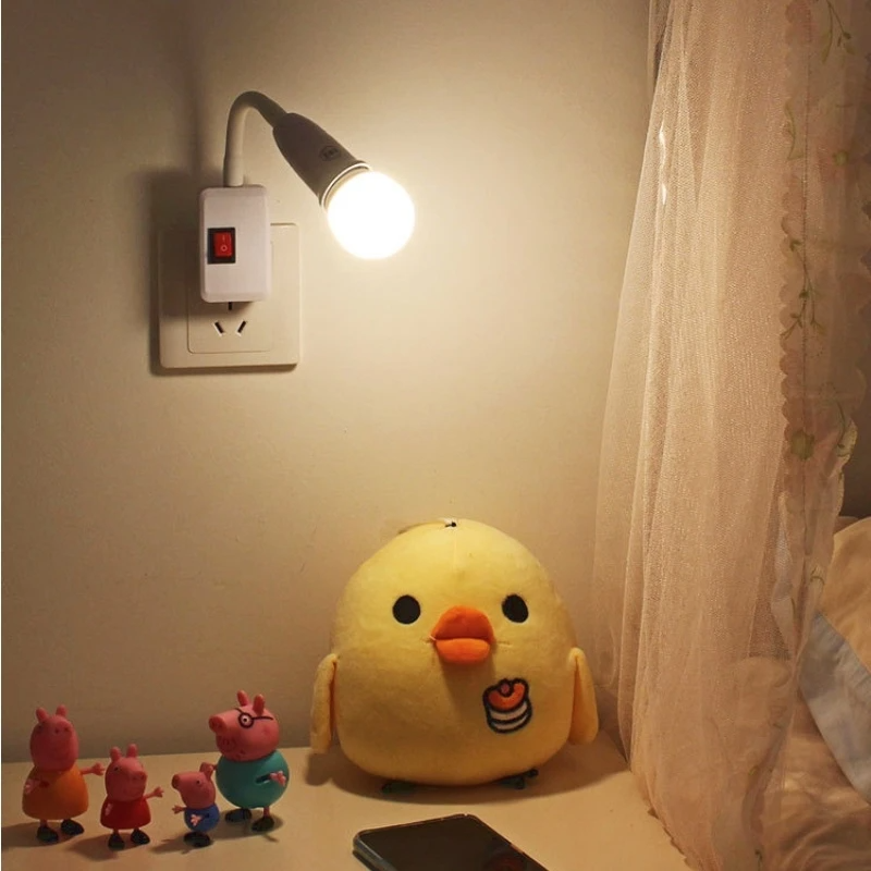 Extensor Flexível de Soquete E27 com Base Giratória para Lâmpadas LED