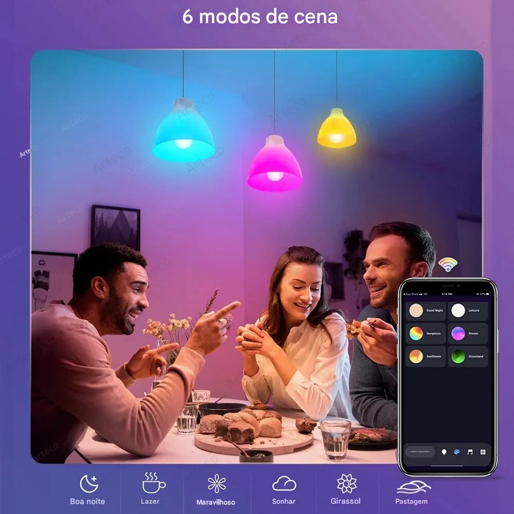 Lâmpada LED Inteligente Bluetooth Tuya 15W Regulável AC85-265V