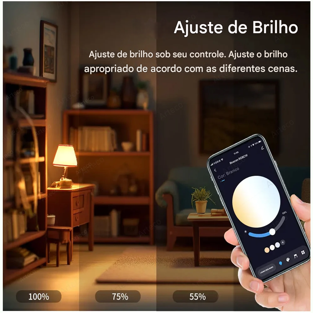 Lâmpada LED Inteligente Bluetooth Tuya 15W Regulável AC85-265V