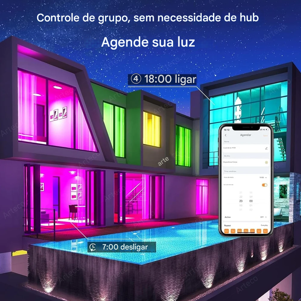 Lâmpada LED Inteligente Bluetooth Tuya 15W Regulável AC85-265V