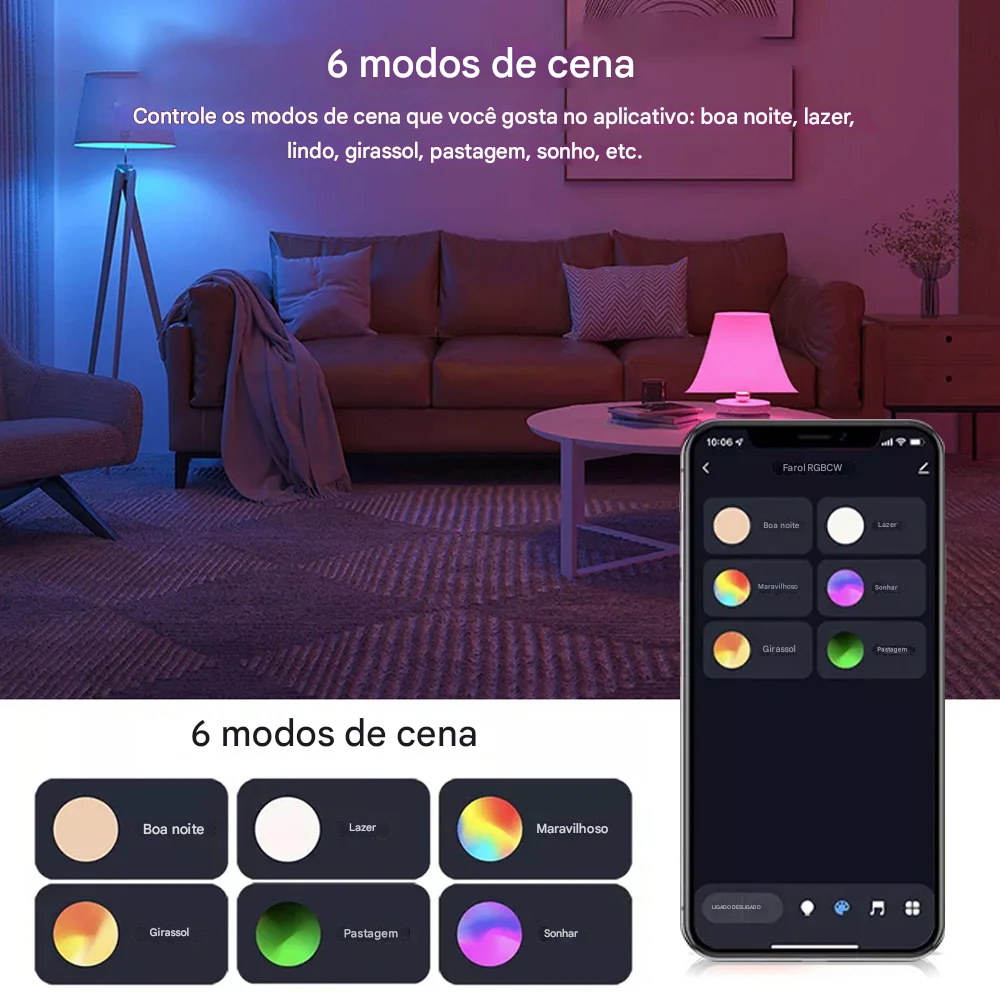 Lâmpada LED Inteligente Bluetooth Tuya 15W Regulável AC85-265V