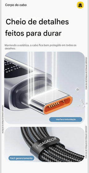 Cabo USB-C com Display 100W com Carregamento Rápido
