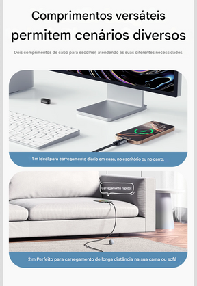 Cabo USB-C com Display 100W com Carregamento Rápido