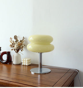 Abajur de Mesa de Vidro Macaron com Ajuste Tri Cromático e Proteção Ocular